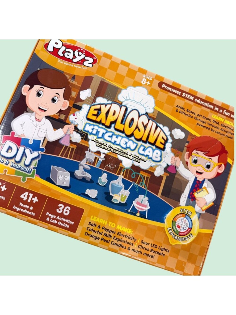 Playz Explosive Kitchen Lab STEM Science Experiment Kit Open Box Mostly Unused
